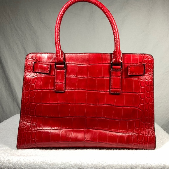 NWOT - Michael Kors Red Croc Satchel Tote Crossbody - Picture 2 of 16